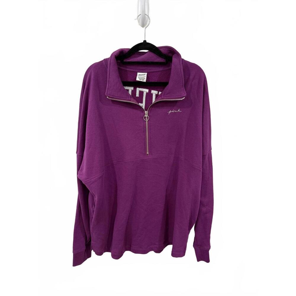 Victoria's Secret Pink Purple Half-Zip Pullover Sweatshirt XL